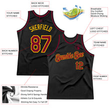 Load image into Gallery viewer, Custom Black Maroon-Gold Authentic Throwback Basketball Jersey
