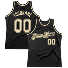 Загрузить изображение в средство просмотра галереи, Custom Black Cream Authentic Throwback Basketball Jersey
