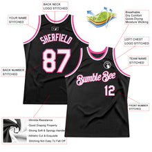 Загрузить изображение в средство просмотра галереи, Custom Black White-Pink Authentic Throwback Basketball Jersey
