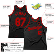 Загрузить изображение в средство просмотра галереи, Custom Black Red Authentic Throwback Basketball Jersey
