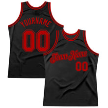Загрузить изображение в средство просмотра галереи, Custom Black Red Authentic Throwback Basketball Jersey
