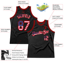 Charger l&#39;image dans la galerie, Custom Black USA Flag-Red Authentic Throwback Basketball Jersey
