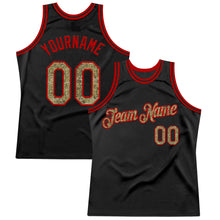 Загрузить изображение в средство просмотра галереи, Custom Black Camo-Red Authentic Throwback Basketball Jersey
