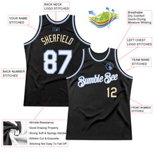 Загрузить изображение в средство просмотра галереи, Custom Black White Light Blue-Cream Authentic Throwback Basketball Jersey
