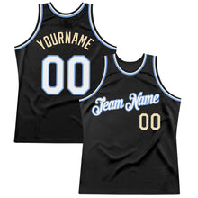 Загрузить изображение в средство просмотра галереи, Custom Black White Light Blue-Cream Authentic Throwback Basketball Jersey

