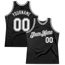Загрузить изображение в средство просмотра галереи, Custom Black White Authentic Throwback Basketball Jersey
