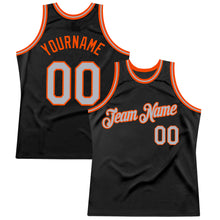 Загрузить изображение в средство просмотра галереи, Custom Black Gray-Orange Authentic Throwback Basketball Jersey
