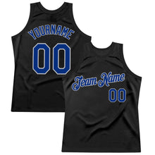 Загрузить изображение в средство просмотра галереи, Custom Black Royal-Gray Authentic Throwback Basketball Jersey
