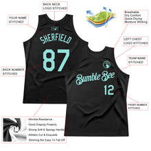 Загрузить изображение в средство просмотра галереи, Custom Black Ice Blue Authentic Throwback Basketball Jersey
