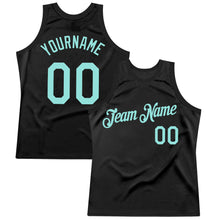 Загрузить изображение в средство просмотра галереи, Custom Black Ice Blue Authentic Throwback Basketball Jersey
