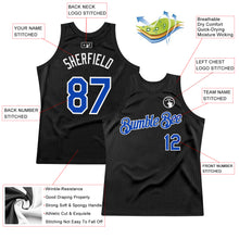 Загрузить изображение в средство просмотра галереи, Custom Black Thunder Blue-White Authentic Throwback Basketball Jersey
