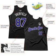 Загрузить изображение в средство просмотра галереи, Custom Black Dark Purple-White Authentic Throwback Basketball Jersey
