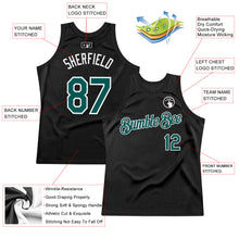Загрузить изображение в средство просмотра галереи, Custom Black Midnight Green-White Authentic Throwback Basketball Jersey
