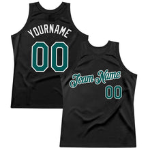 Загрузить изображение в средство просмотра галереи, Custom Black Midnight Green-White Authentic Throwback Basketball Jersey
