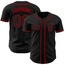 Laden Sie das Bild in den Galerie-Viewer, Custom Black Red Authentic Baseball Jersey
