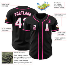Laden Sie das Bild in den Galerie-Viewer, Custom Black White-Pink Authentic Baseball Jersey

