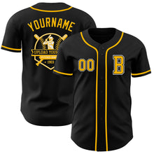 Load image into Gallery viewer, Custom Black Gold-White Authentic Baseball Jersey
