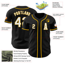 Laden Sie das Bild in den Galerie-Viewer, Custom Black White-Gold Authentic Baseball Jersey

