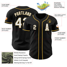 Laden Sie das Bild in den Galerie-Viewer, Custom Black White-Old Gold Authentic Baseball Jersey
