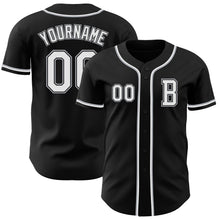 Laden Sie das Bild in den Galerie-Viewer, Custom Black White-Gray Authentic Baseball Jersey

