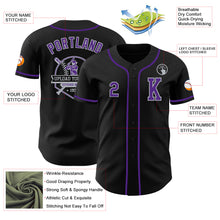 Load image into Gallery viewer, Custom Black Purple-Gray Authentic Baseball Jersey
