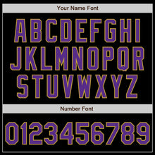 Load image into Gallery viewer, Custom Black Purple-Old Gold Authentic Baseball Jersey
