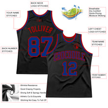 Загрузить изображение в средство просмотра галереи, Custom Black Royal-Red Authentic Throwback Basketball Jersey
