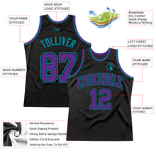 Загрузить изображение в средство просмотра галереи, Custom Black Purple-Teal Authentic Throwback Basketball Jersey
