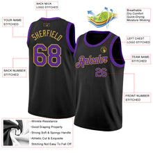 Laden Sie das Bild in den Galerie-Viewer, Custom Black Purple-Old Gold Authentic Basketball Jersey
