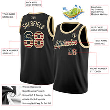 Laden Sie das Bild in den Galerie-Viewer, Custom Black Vintage USA Flag-Cream Authentic Basketball Jersey
