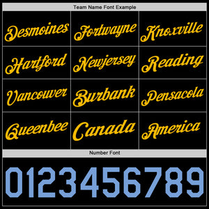 Custom Black Light Blue-Gold Authentic Basketball Jersey