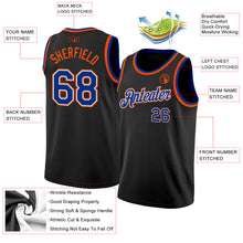 Laden Sie das Bild in den Galerie-Viewer, Custom Black Royal White-Orange Authentic Basketball Jersey

