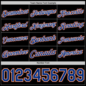 Custom Black Royal White-Orange Authentic Basketball Jersey