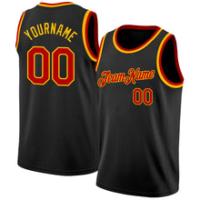 Laden Sie das Bild in den Galerie-Viewer, Custom Black Red-Gold Authentic Basketball Jersey
