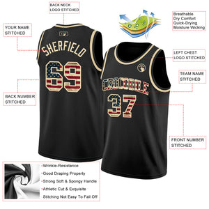 Custom Black Vintage USA Flag-Cream Authentic Basketball Jersey