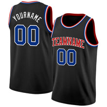 Load image into Gallery viewer, Custom Black Royal White-Red Authentic Basketball Jersey
