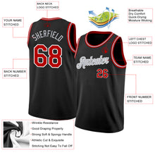 Load image into Gallery viewer, Custom Black Red White-Gray Authentic Basketball Jersey
