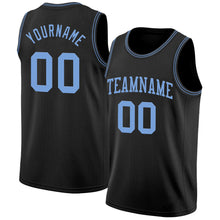 Load image into Gallery viewer, Custom Black Light Blue Authentic Basketball Jersey
