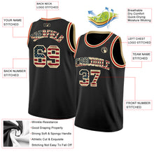 Load image into Gallery viewer, Custom Black Vintage USA Flag Cream-Red Authentic Basketball Jersey
