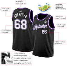 Load image into Gallery viewer, Custom Black White Purple-Gray Authentic Basketball Jersey
