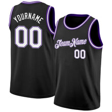Load image into Gallery viewer, Custom Black White Purple-Gray Authentic Basketball Jersey
