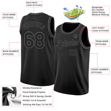 Custom Black Steel Gray Authentic Basketball Jersey
