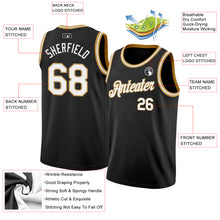 Load image into Gallery viewer, Custom Black White-Old Gold Authentic Basketball Jersey
