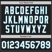 Load image into Gallery viewer, Custom Black White Sky Blue-Yellow Authentic Baseball Jersey
