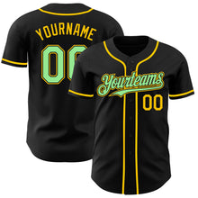 Load image into Gallery viewer, Custom Black Pea Green-Yellow Authentic Baseball Jersey
