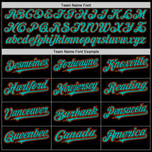 Load image into Gallery viewer, Custom Black Aqua-Orange Authentic Baseball Jersey
