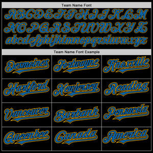 Custom Black Blue-Gold Authentic Baseball Jersey