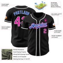 Load image into Gallery viewer, Custom Black Deep Pink Thunder Blue-White Authentic Baseball Jersey
