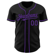 Laden Sie das Bild in den Galerie-Viewer, Custom Black Purple Authentic Baseball Jersey
