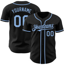 Load image into Gallery viewer, Custom Black Light Blue Authentic Baseball Jersey
